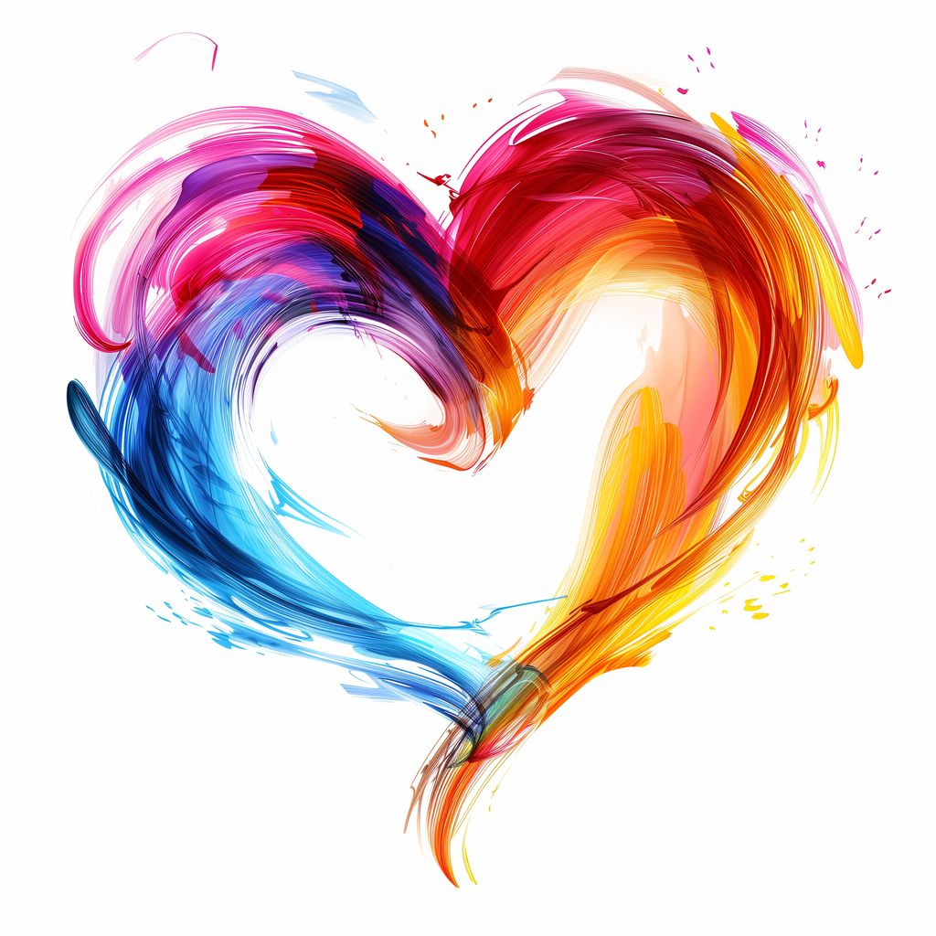 "Harmony of Affection" - A captivating art piece featuring a heart created by intertwining bold colors. This artwork creates a dynamic and vibrant scene, perfect for adding energy to any space.