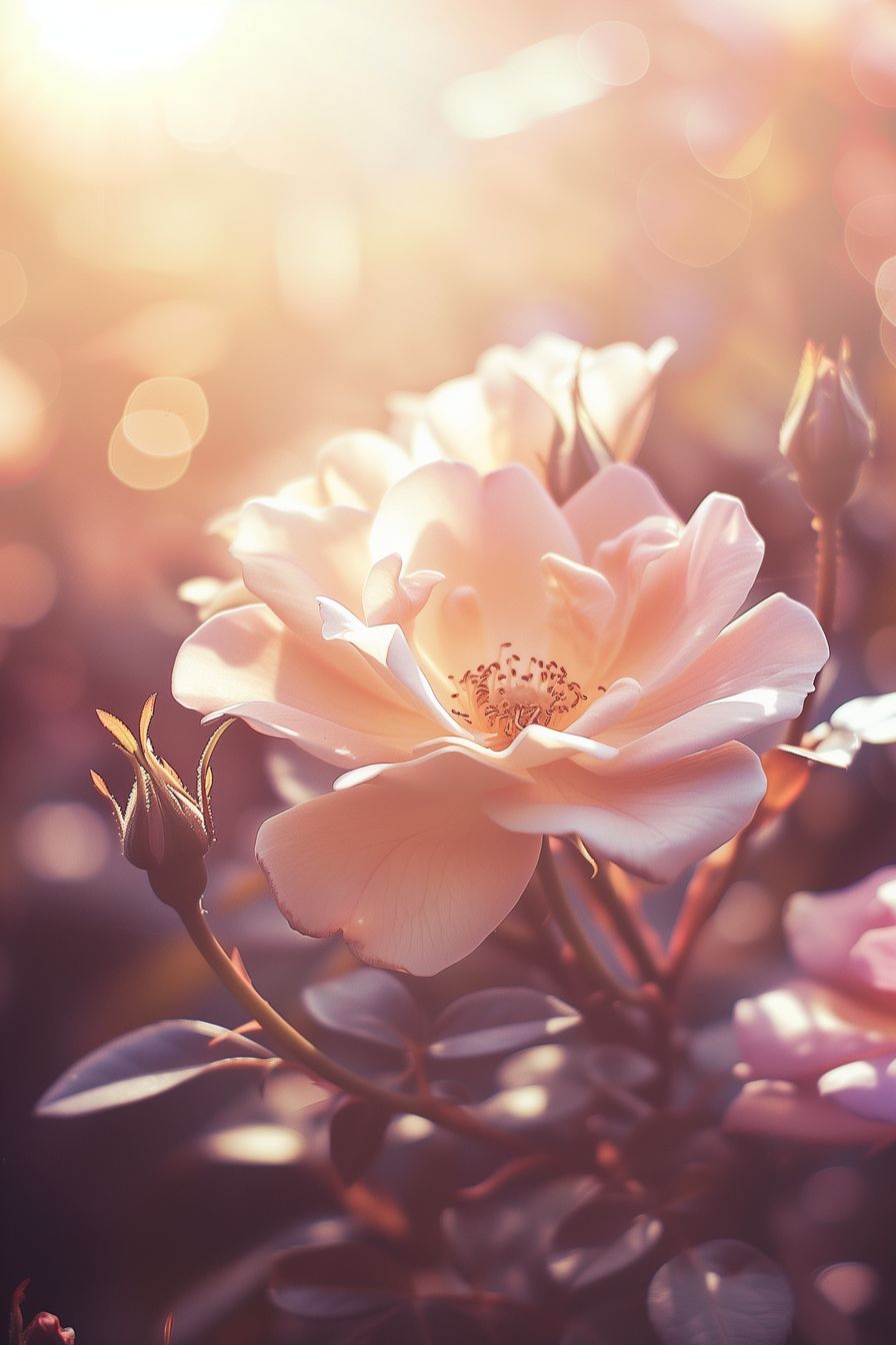 Captivating artwork of a delicate flower in the morning light, showcasing its natural elegance and serene beauty.