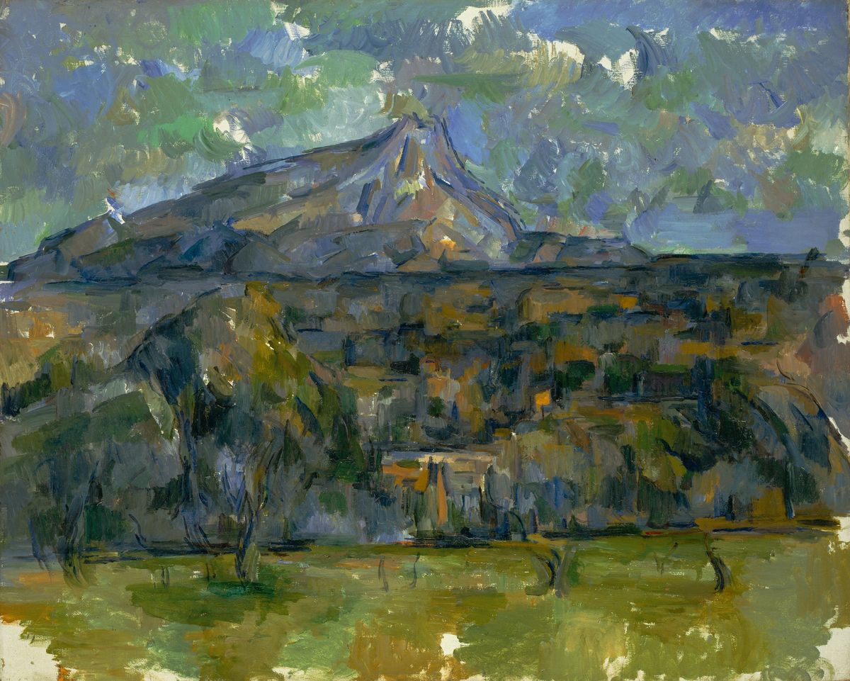 Mont Sainte-Victoire by Paul Cézanne, showcasing the majestic mountain in Provence with distinctive brushwork and vibrant hues.