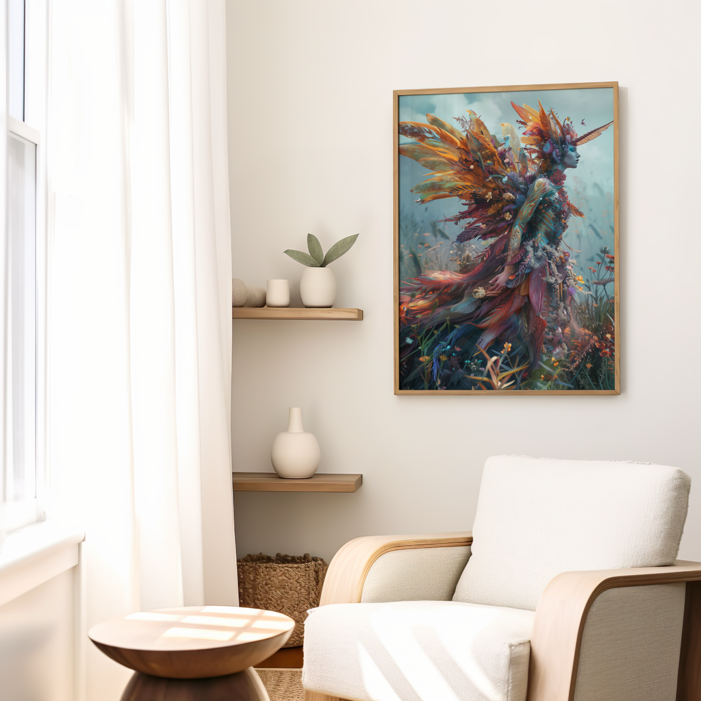 Autumn's Ethereal Guardian | Wooden Framed Poster