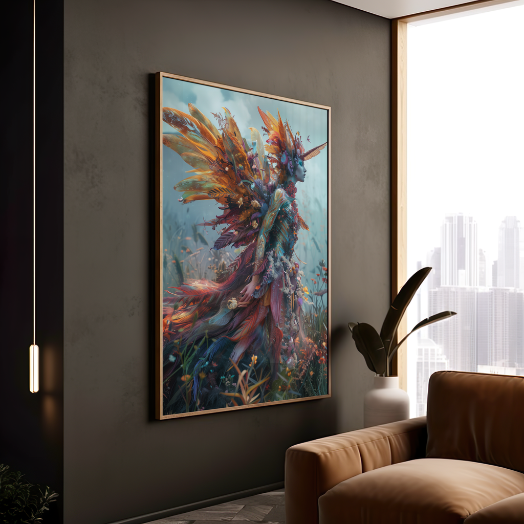 Autumn's Ethereal Guardian | Wooden Framed Poster