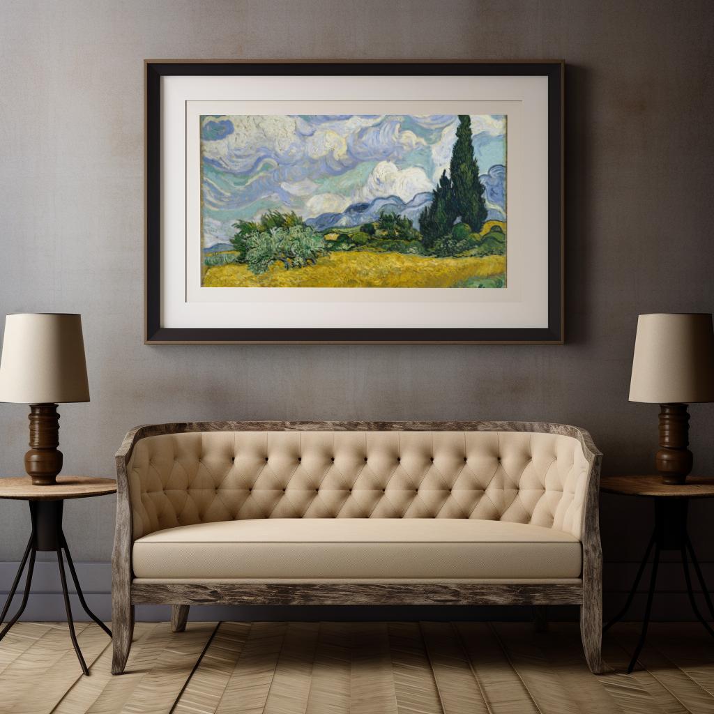 Wheat Field with Cypresses | Premium Wooden Framed Poster