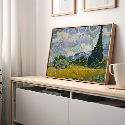 Wheat Field with Cypresses | Brushed Aluminum Print