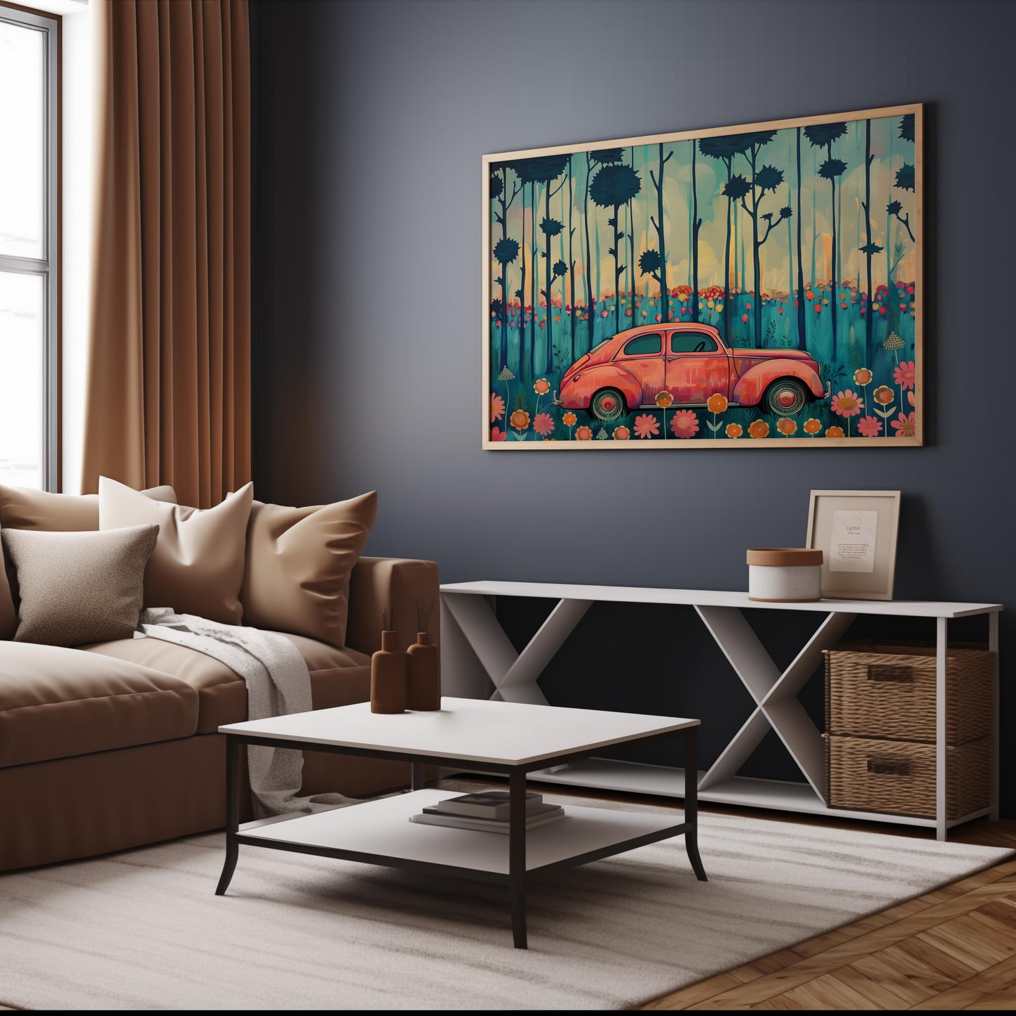 Retro Reverie - A Journey Through Blooms | Brushed Aluminum Print