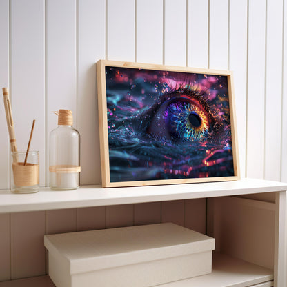 Aqua Iris Enigma | Wooden Framed Poster