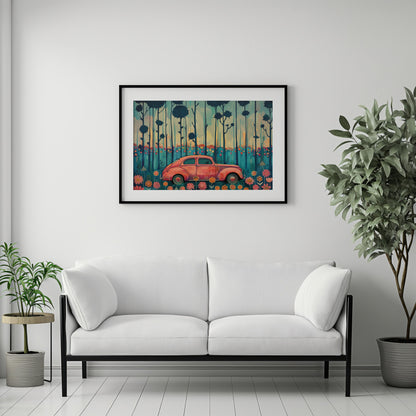 Retro Reverie - A Journey Through Blooms | Wooden Framed Poster