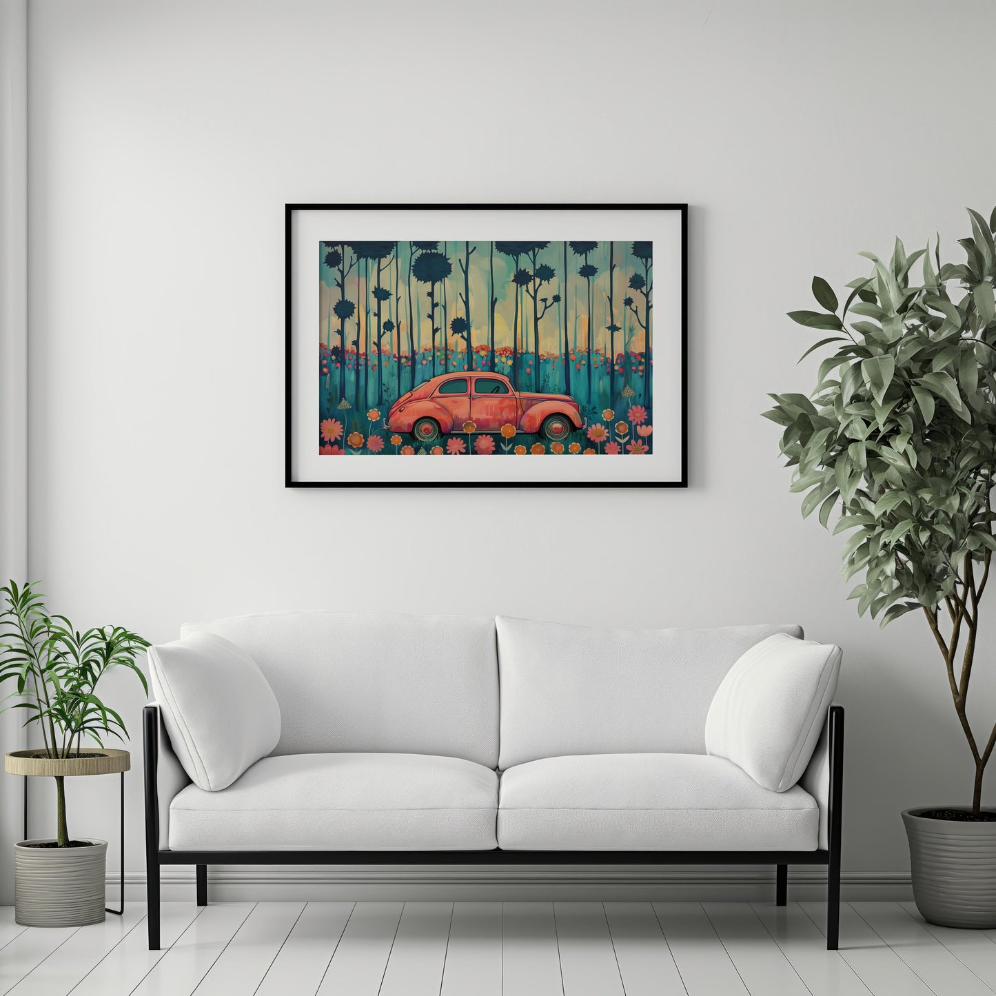 Retro Reverie - A Journey Through Blooms | Brushed Aluminum Print