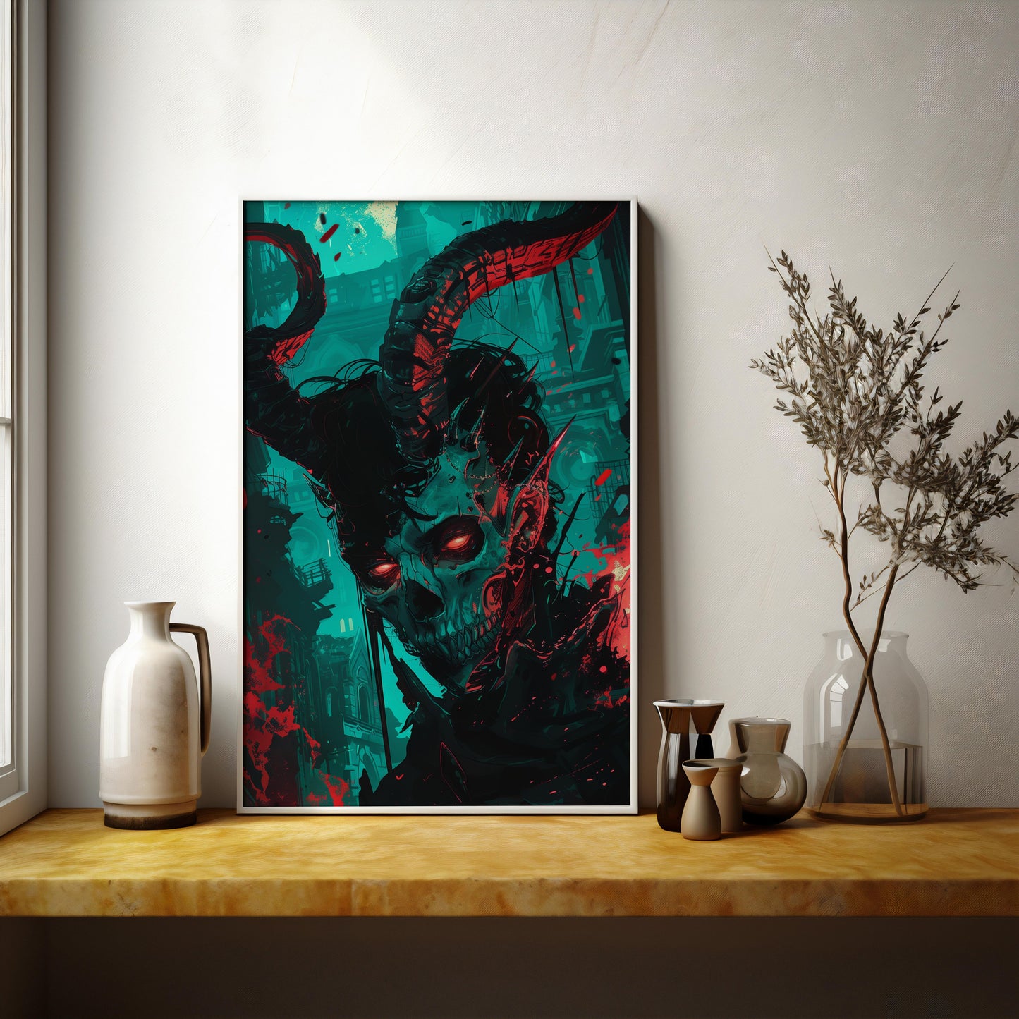 Urban Phantom: The Crimson Reckoning | Brushed Aluminum Print