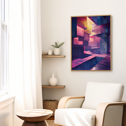 Chromatic Labyrinth | Wooden Framed Poster