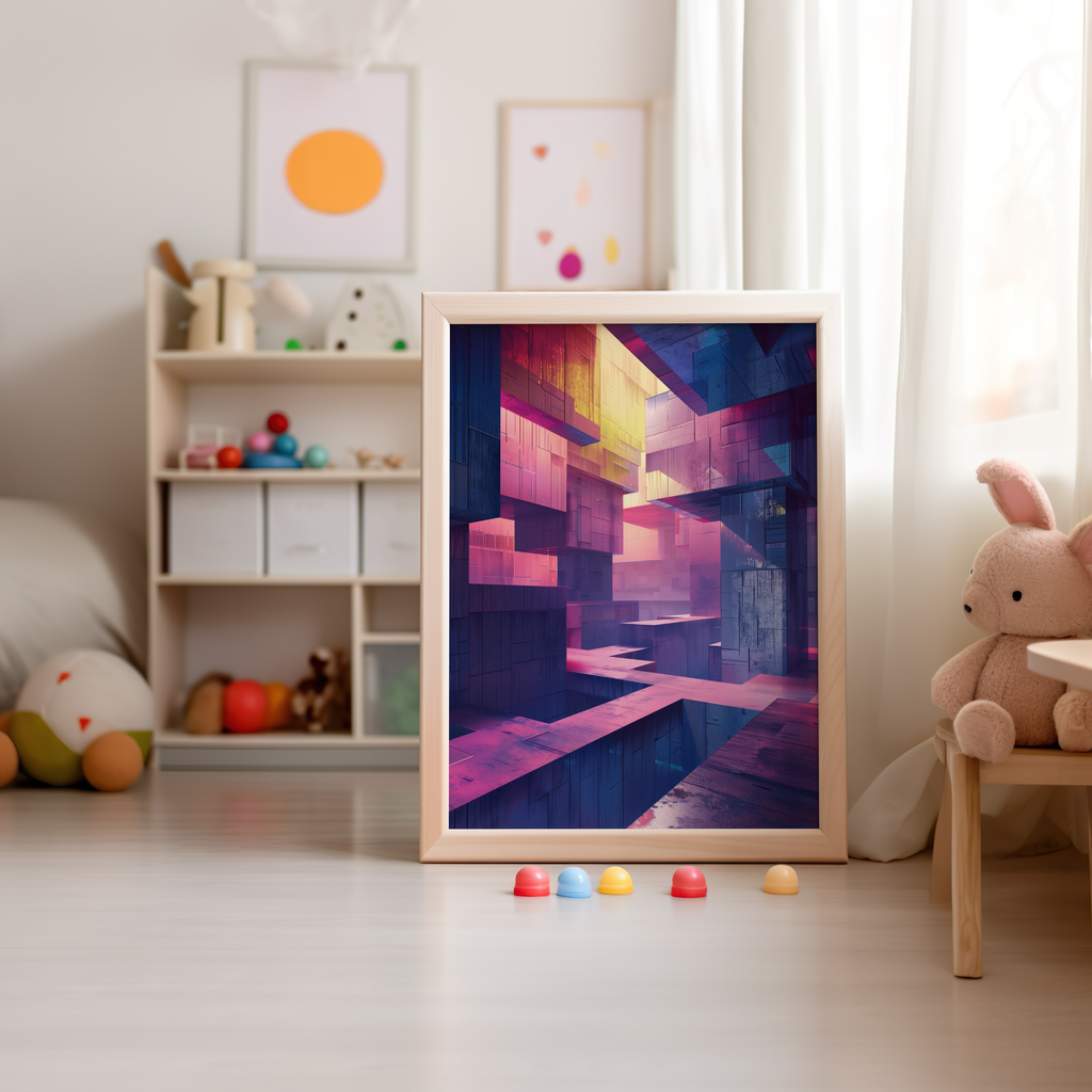 Chromatic Labyrinth | Wooden Framed Poster