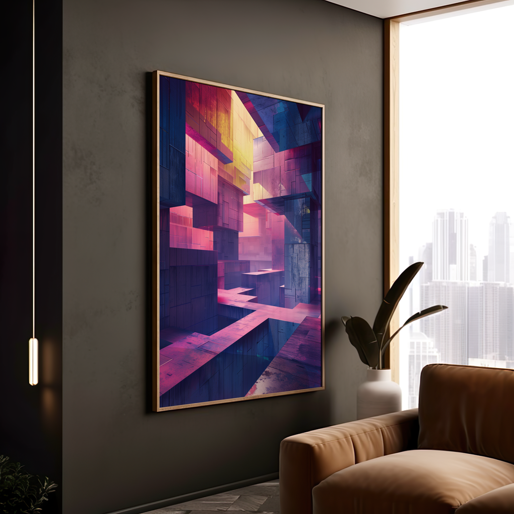 Chromatic Labyrinth | Wooden Framed Poster