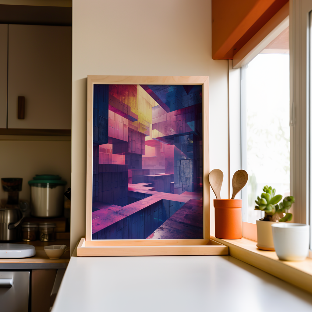 Chromatic Labyrinth | Wooden Framed Poster