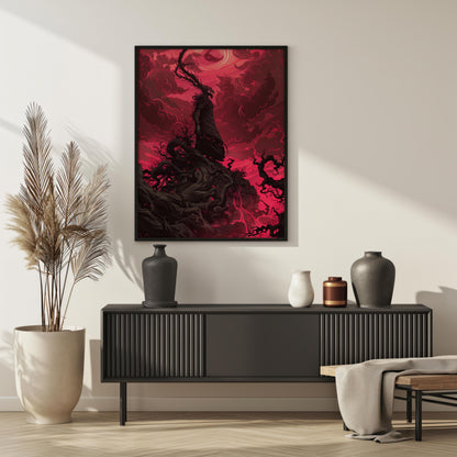 Crimson Maelstrom | Premium Wooden Framed Poster