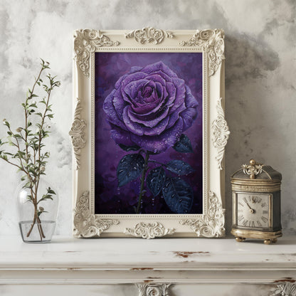 Dew-Kissed Amethyst | Premium Wooden Framed Poster