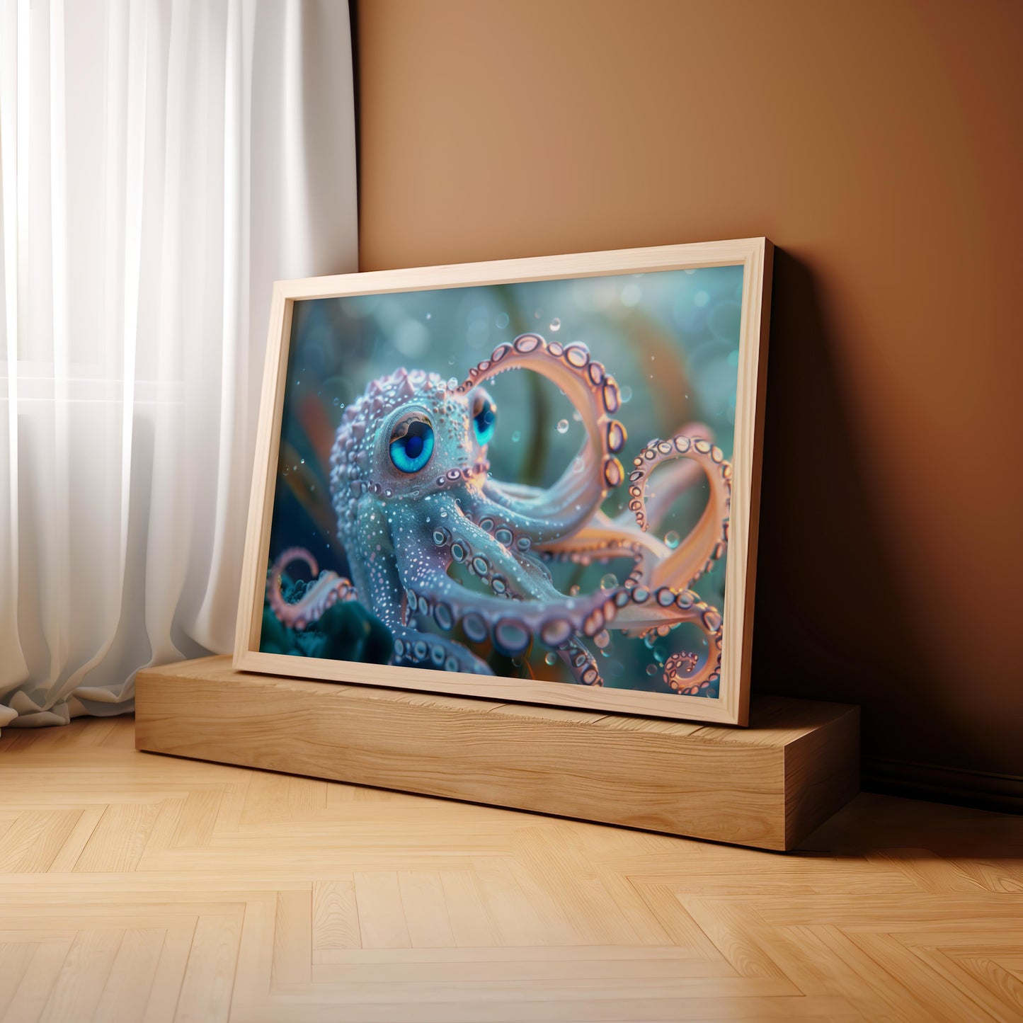 Azure Gaze of the Abyss | Premium Wooden Framed Poster