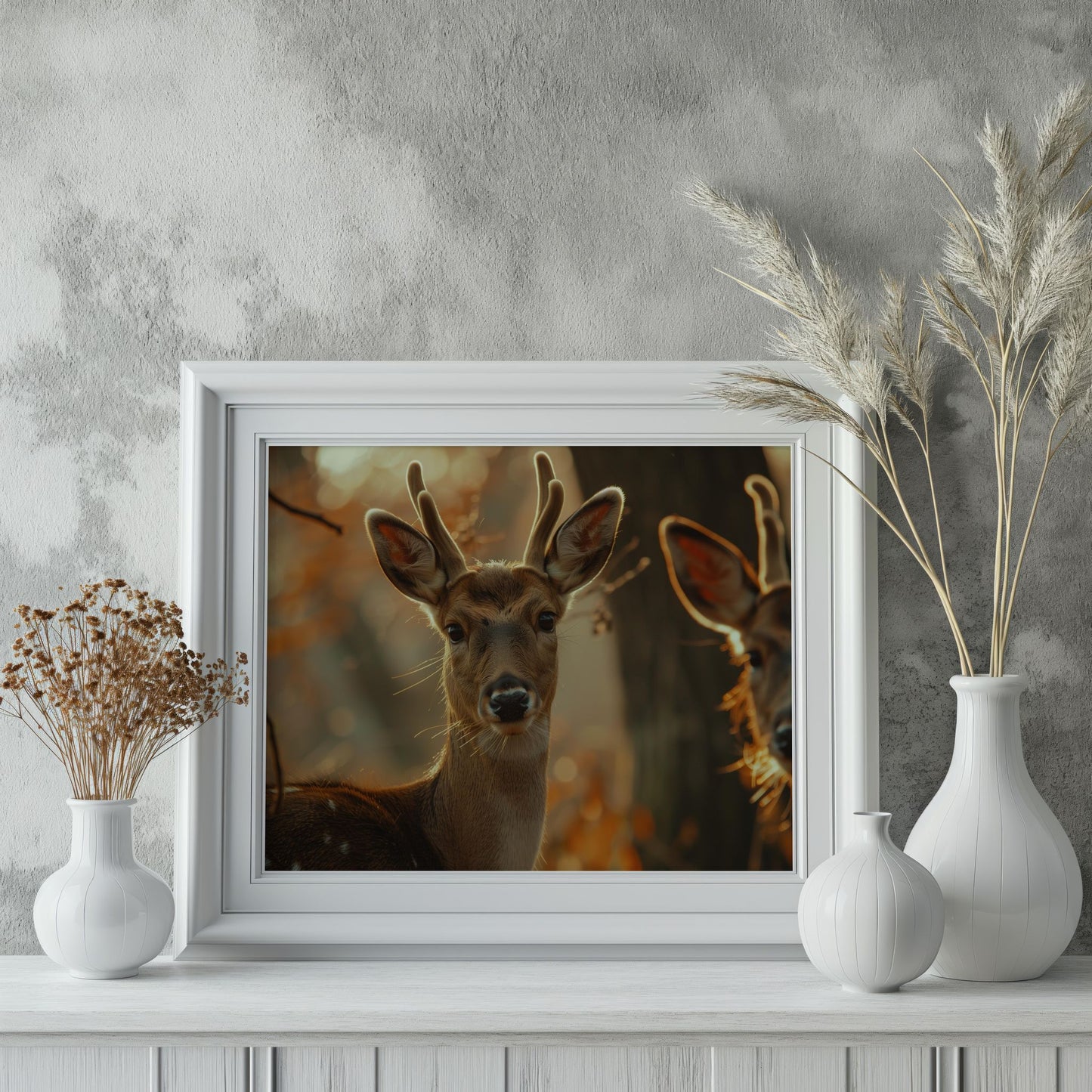 Autumn Sentinels: The Deer's Soft Gaze | Acrylic Print