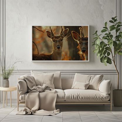 Autumn Sentinels: The Deer's Soft Gaze | Canvas