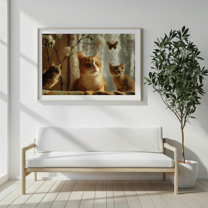 Whiskered Wonders: A Portrait in Amber | Premium Wooden Framed Poster