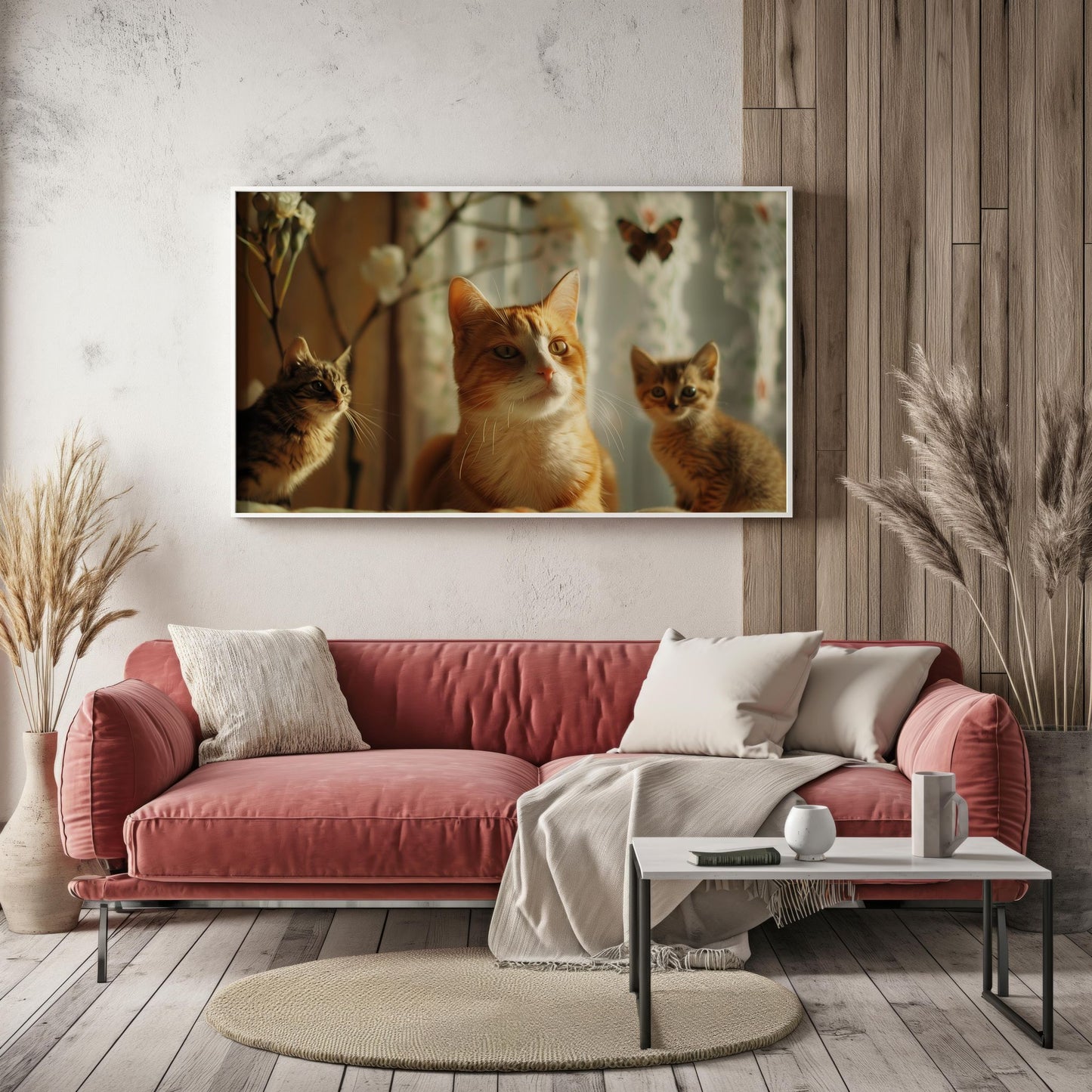 Whiskered Wonders: A Portrait in Amber | Poster with Hanger