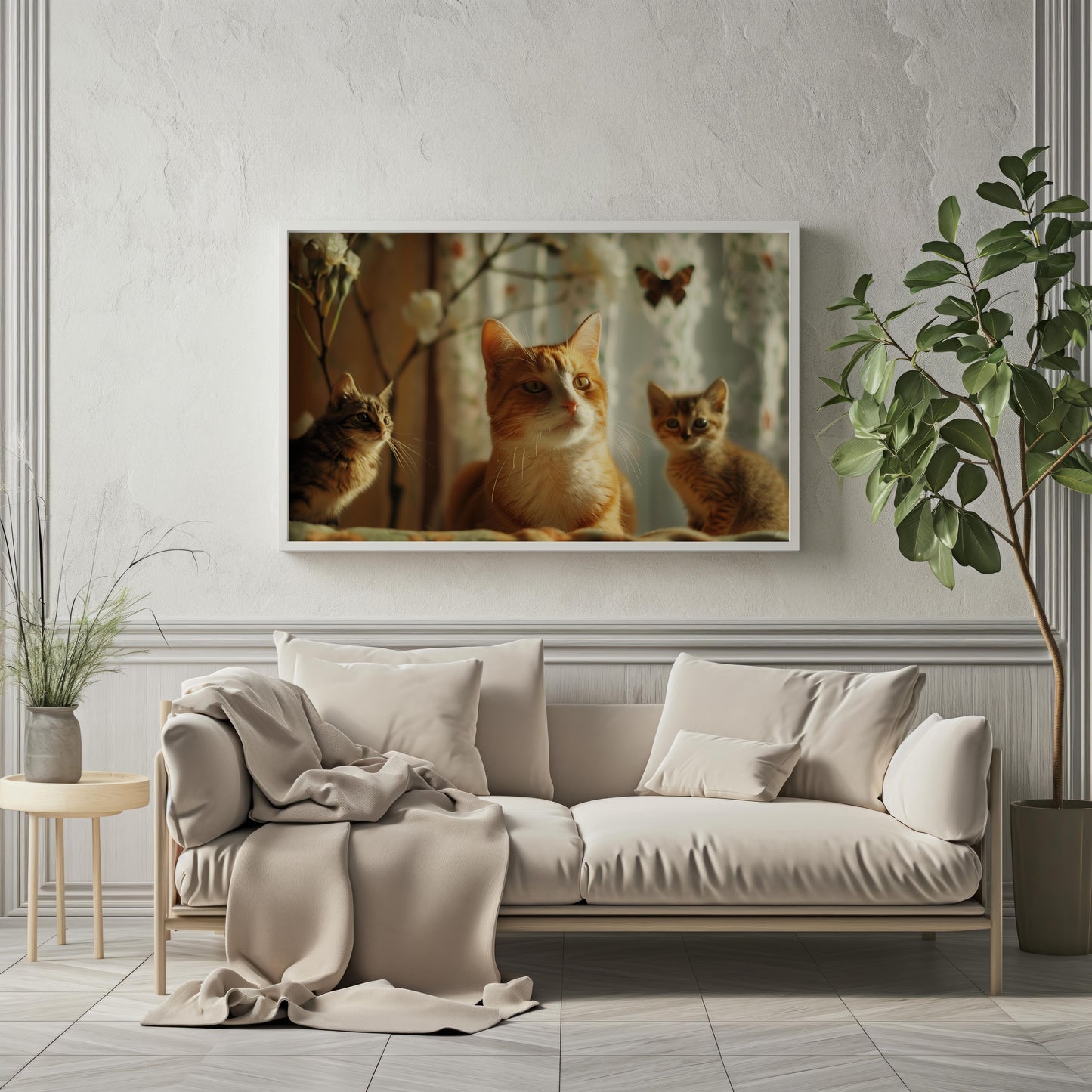 Whiskered Wonders: A Portrait in Amber | Wooden Framed Poster