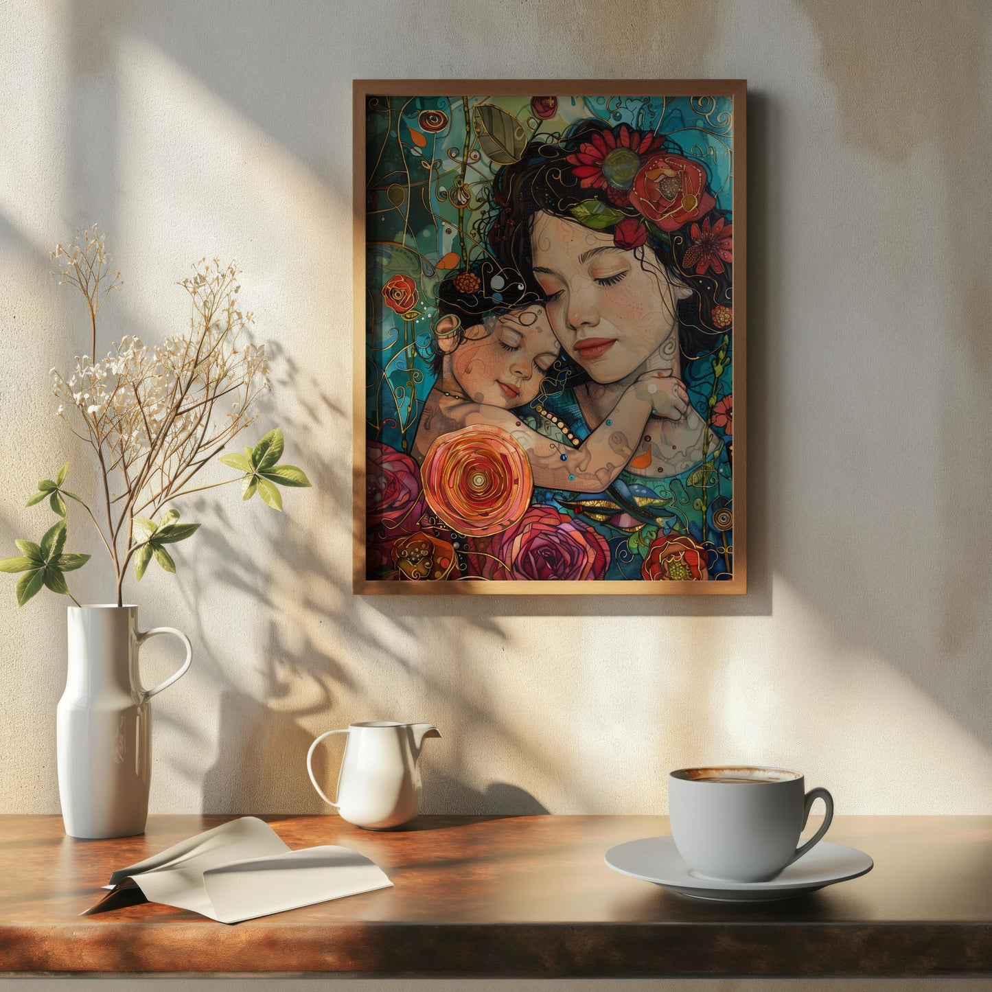 Embrace of Blossoms | Wooden Framed Poster