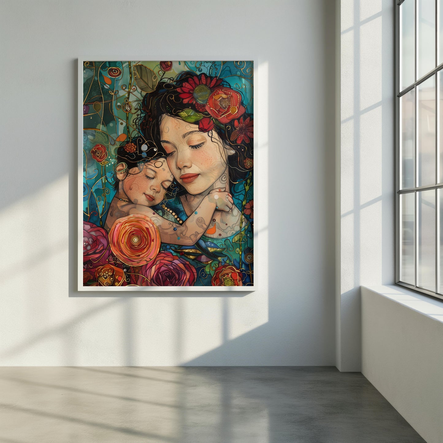 Embrace of Blossoms | Premium Wooden Framed Poster