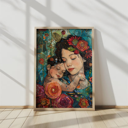 Embrace of Blossoms | Premium Wooden Framed Poster