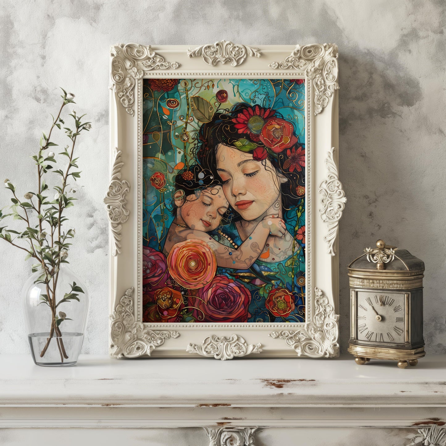 Embrace of Blossoms | Wooden Framed Poster