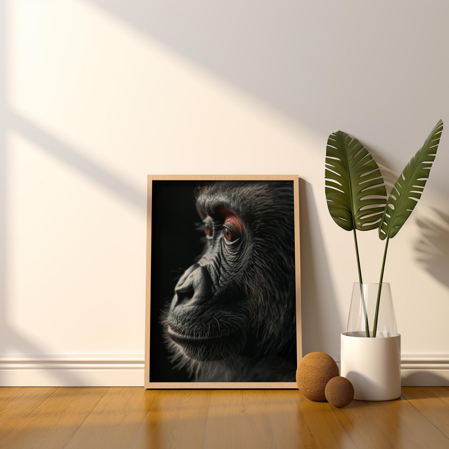 Silent Contemplation: The Primate's Perspective | Wooden Framed Poster