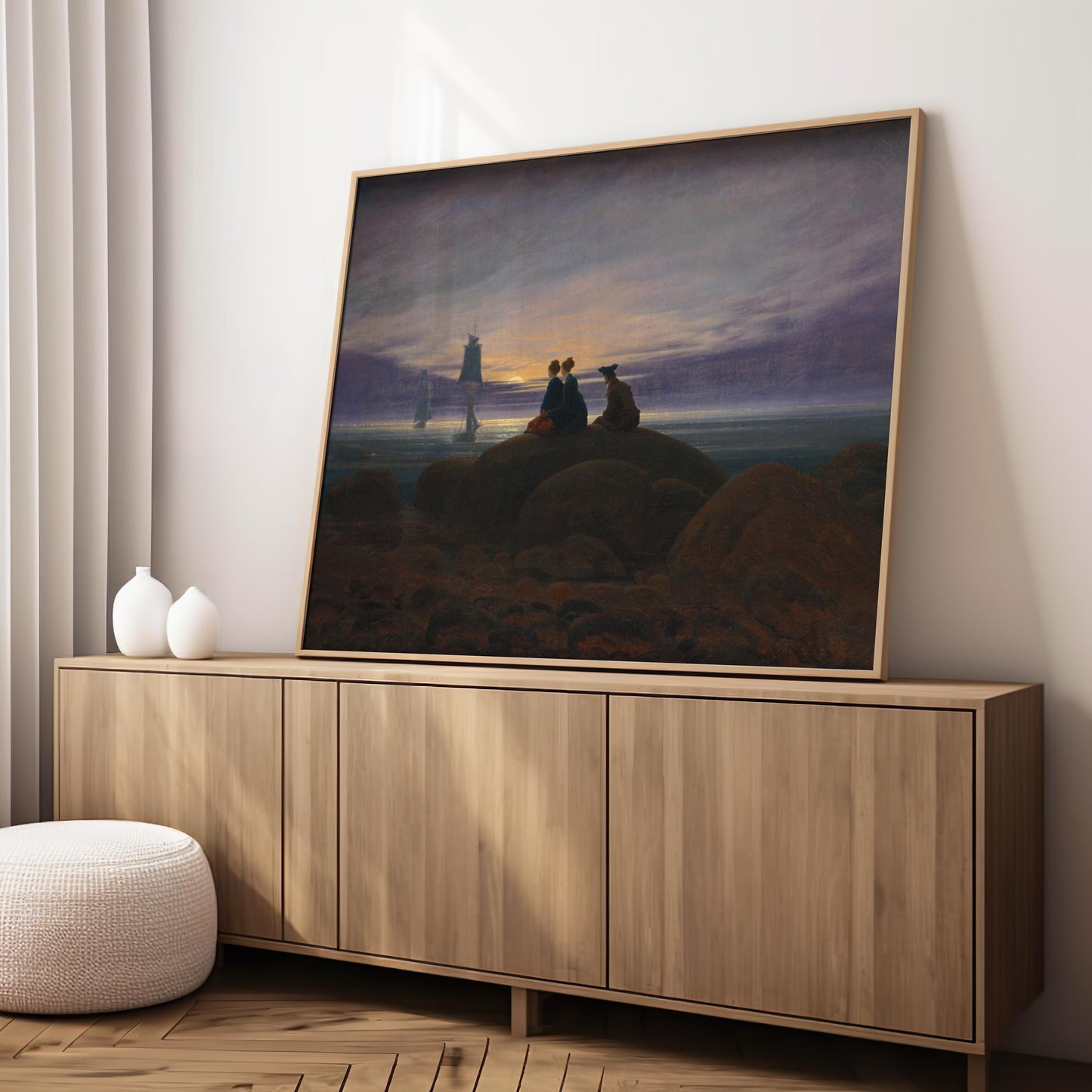 Moonrise over the Sea | Brushed Aluminum Print