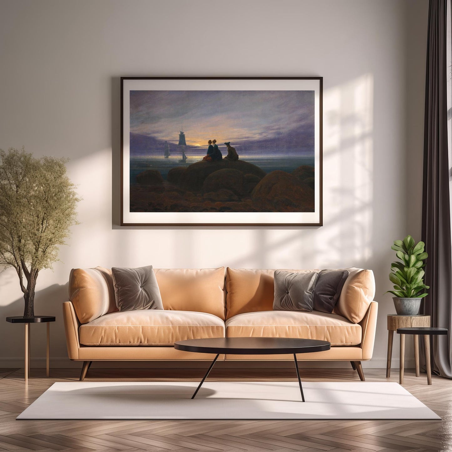 Moonrise over the Sea | Brushed Aluminum Print