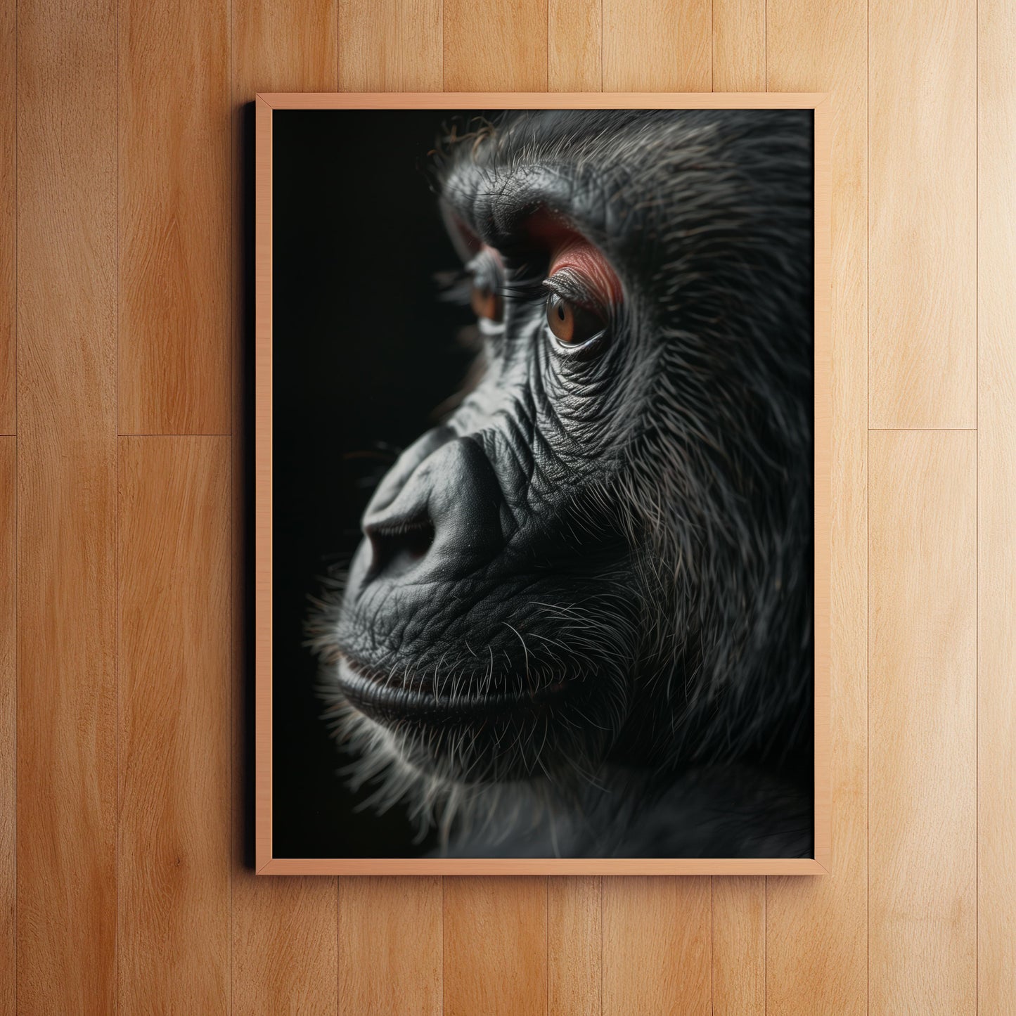 Silent Contemplation: The Primate's Perspective | Wooden Framed Poster