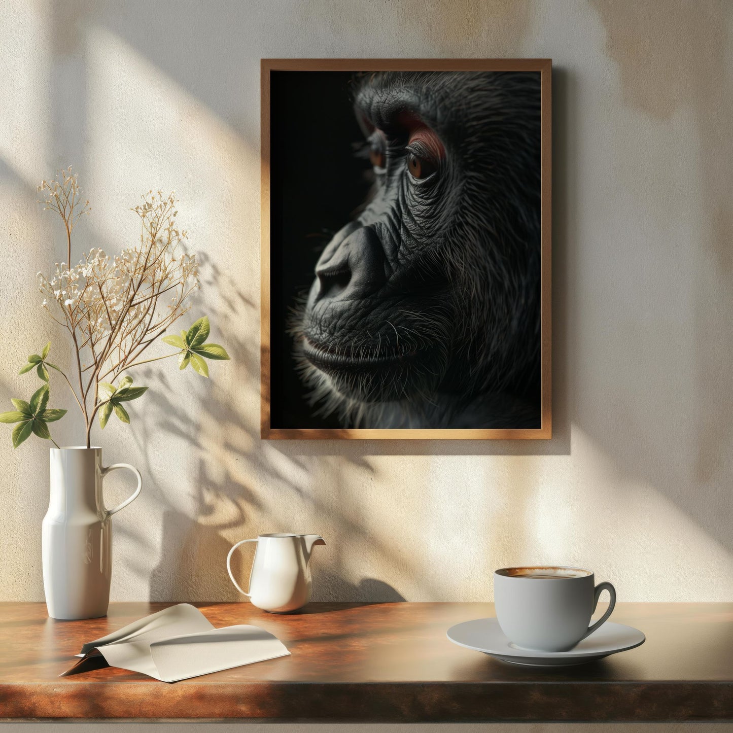 Silent Contemplation: The Primate's Perspective | Poster with Hanger