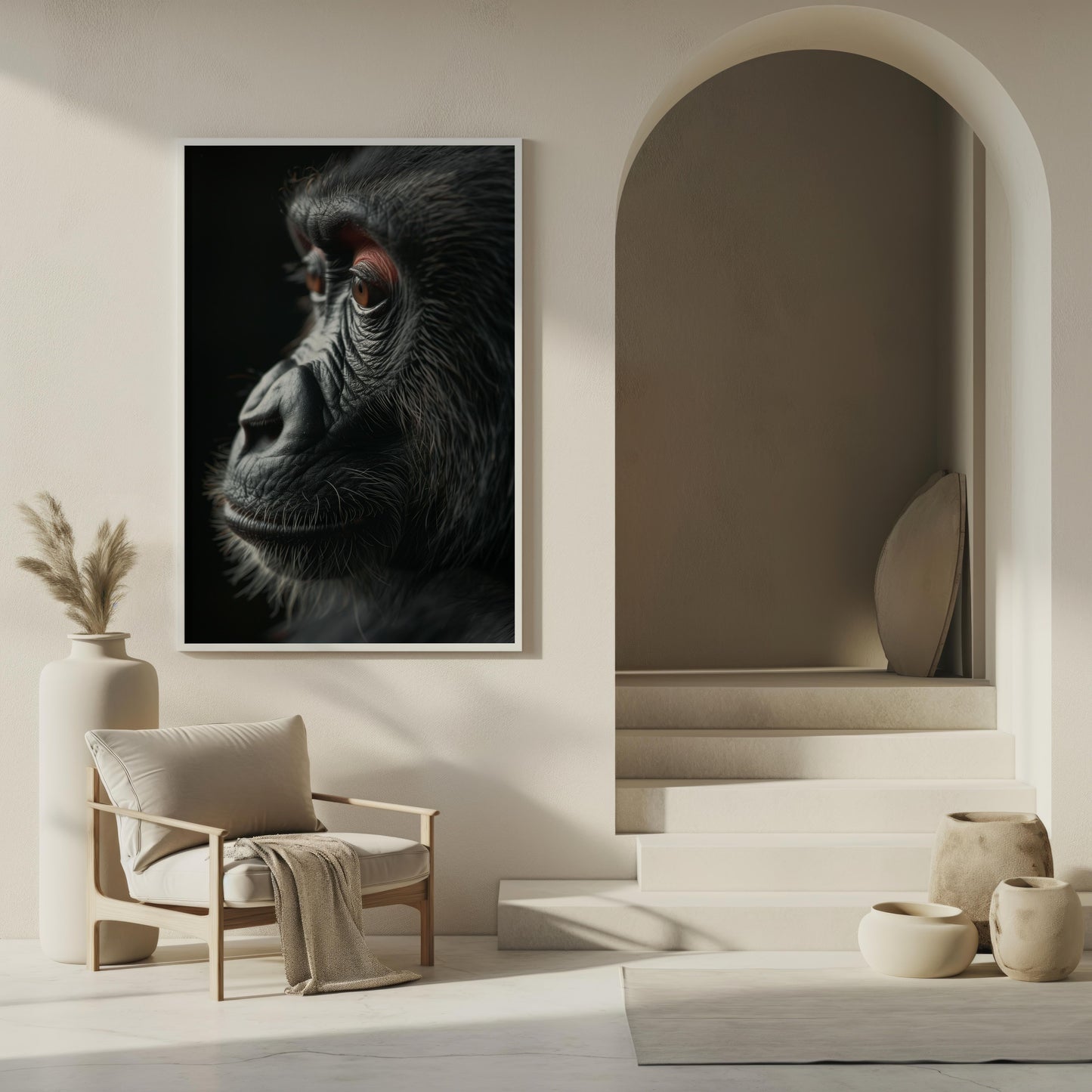 Silent Contemplation: The Primate's Perspective | Wooden Framed Poster