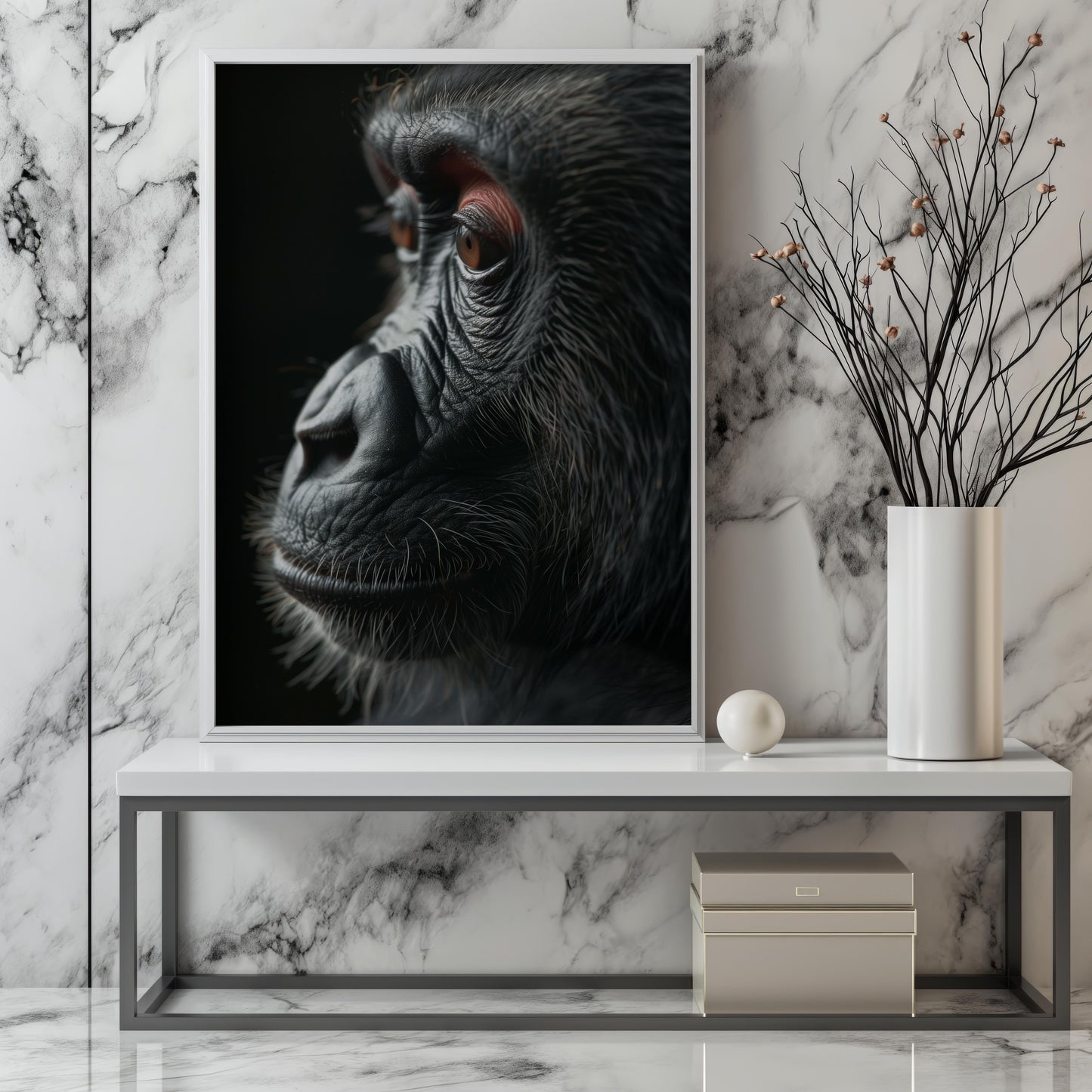 Silent Contemplation: The Primate's Perspective | Poster with Hanger