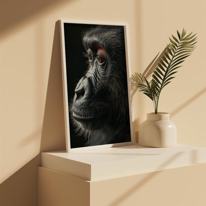 Silent Contemplation: The Primate's Perspective | Wooden Framed Poster