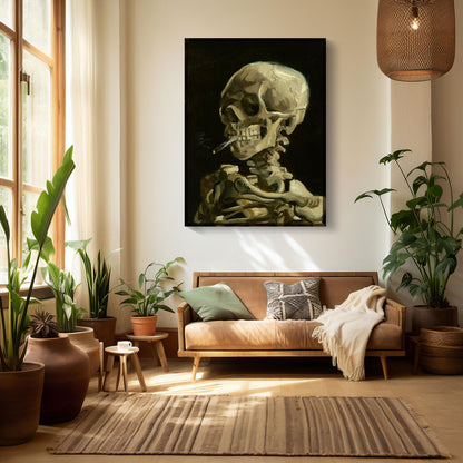 Head of a Skeleton with a Burning Cigarette | Acrylic Print