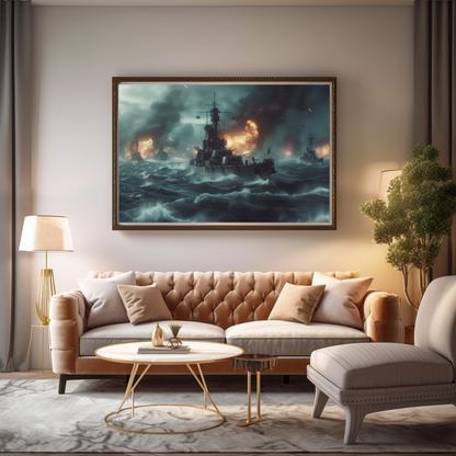 The Dance of Waves and Fire | Wooden Framed Poster