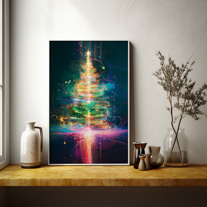 Cosmic Christmas Symphony | Wooden Framed Poster