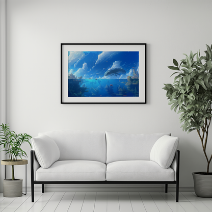 Whale’s Dance Amidst the Azure Skies | Acrylic Print